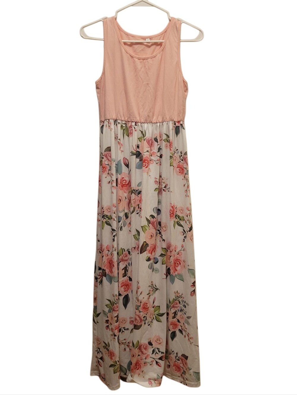 Sleeveless Pink Floral Maxi Dress - Picture 2 of 4